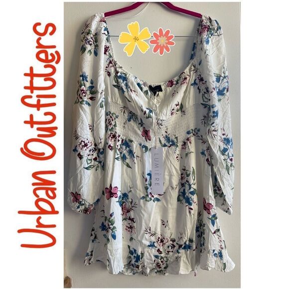 Urban Outfitters Lumiere Boho Floral Mini Dress Size Large NWT - Picture 4 of 13